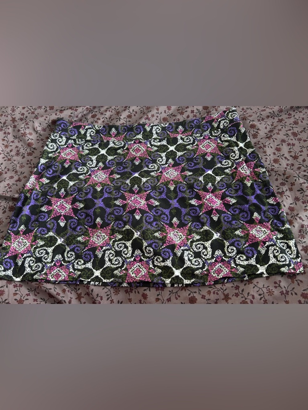 Purple, pink, green, black, white multicolor skort